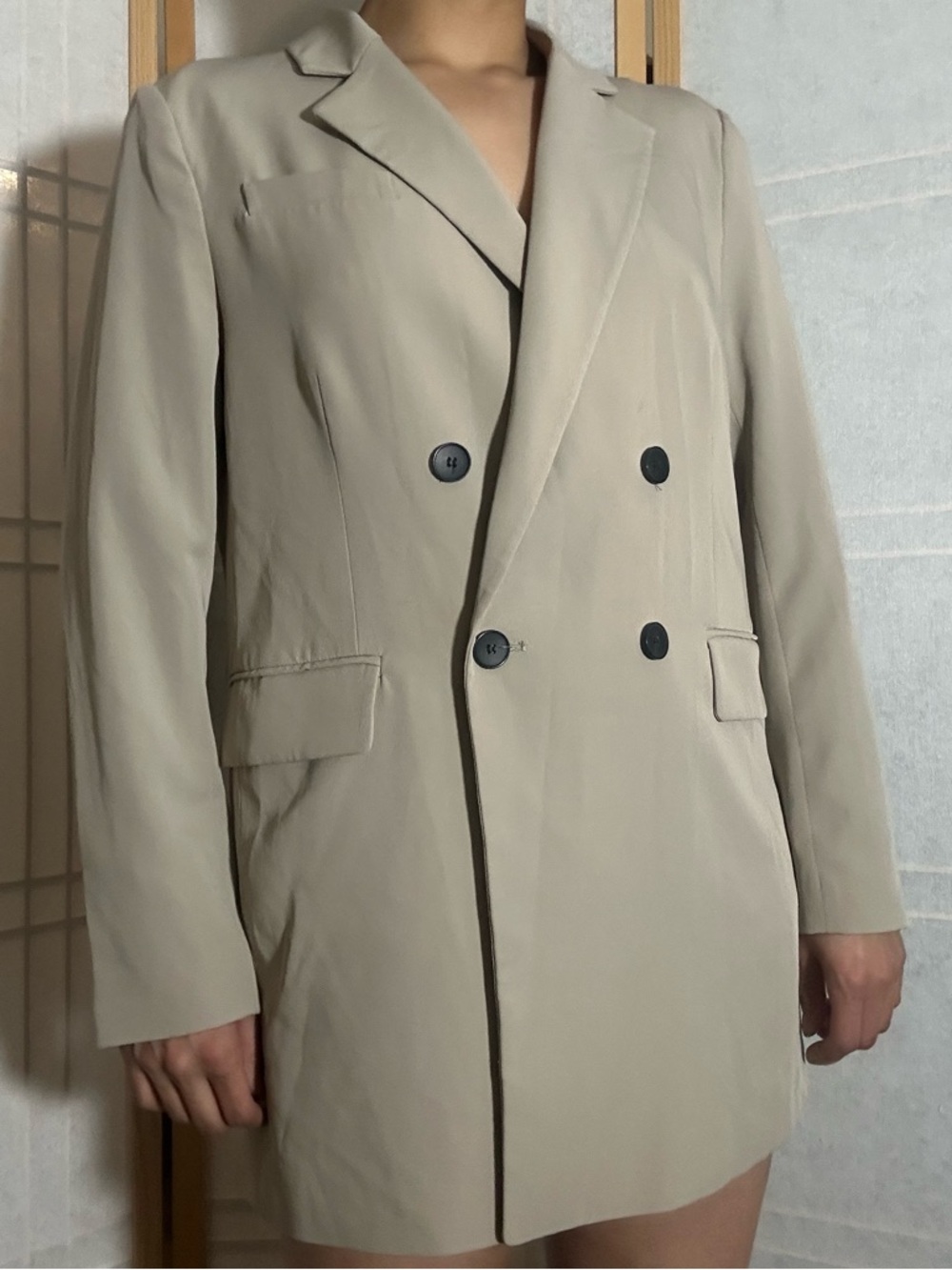 H&M Beige Double-Breasted Women's Blazer